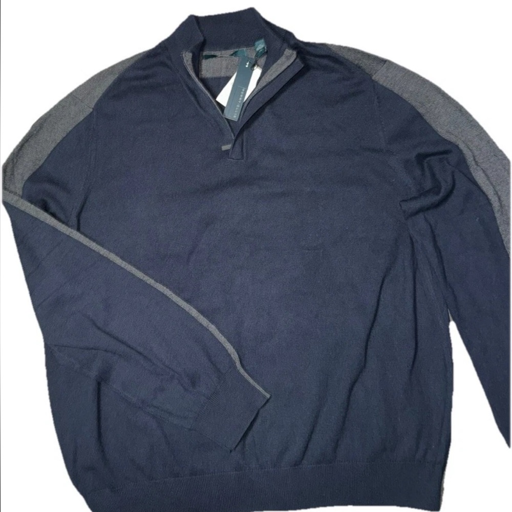 Perry Ellis Men’s Half Zip Sweater Blue/Gray XXL NWT